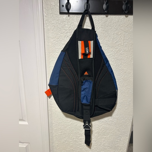 Spring Load Adidas Cross Body Backpack in Blue, Gray, and Orange Black - Picture 2 of 5